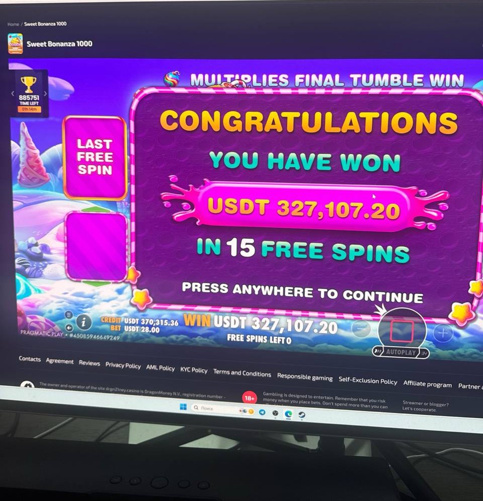Player wins USDT 327,107 on Sweet Bonanza 1000 — 15 Free Spins